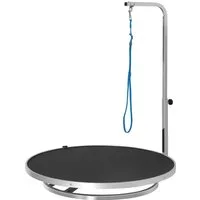 PawHut Hundeschermaschine Trimmtisch Tierpflegetisch Edelstahl Rahmen Sicherheit Leine, drehbar trocknen Tabelle mit verstellbaren Arm, Ø65 x 10H cm