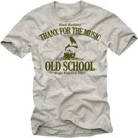 MAKAYA Print-Shirt Herren Musik Band Motiv - Vintage Grammophon Aufdruck (Kurzarm T-Shirt, Große Größen S-XXXXXL) Geschenke für Männer
