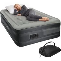 ML-DESIGN Luftbett Luftmatratze aus Flockvelours mit elektrischer Luftpumpe Matratze, (selbstaufblasend), Gästebett Grau 196x97x47cm Wasserabweisend Einzelbett mit Tragebeutel