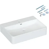 AQUABATOS Waschbecken Aufsatzwaschbecken mit/ohne Hahnloch rund oval eckig 30 40 50 60cm (Handwaschbecken Gäste wc Waschbecken klein Wandmontage ohne Unterschrank modern, mit ohne Überlauf wählbar,Ultradünner Rand), verschiedene Montagemöglichkeiten