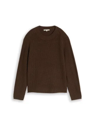 Denim Tom Tailor - Relaxed Fit Strickpullover new cool dark brown - Gr. - M