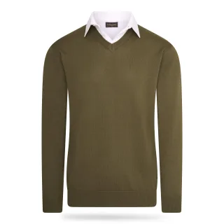 Cappuccino Italia Mock Pullover für Herren. Der Mock Pullover besteht aus 50% Baumwolle und 50% Acryl und hat eine normale Passform. Der Pullover hat einen Hemdkragen, der an den Pullover angenäht ist. Marke: Cappuccino ItaliaModellname: Mock Pullove