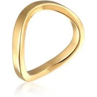 Elli Fingerring Bandring Stapelring Welle Goldfarben für Damen