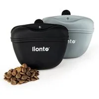 lionto Leckerlibeutel Silikon BPA-frei & wasserdicht (Set, 2-tlg., grau & schwarz), mit Magnetverschluss & Clip