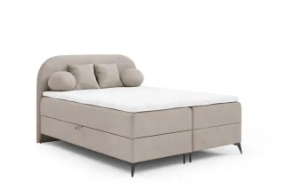 Boxspringbett Schlafzimmerbett GORGIA 180x200cm Stoff Jasmin Hellbeige
