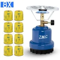 ZMC Gaskocher ZMC Campingkocher Gaskocher 1 flammig Kohleanzünder Herd + 8x Gaskartu, Kartuschenkocher