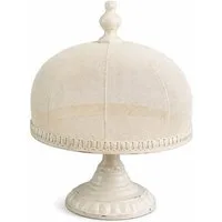 MarieAnn No.25 Servierplatte Shabby Chic Etagere mit Haube Metall antikcreme auf Fuß nostalgisch, Nostalgie Teller auf Fuß mit Haube H 38cm, Tortenplatte, Servierplatte mit Haube aus Metall
