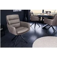 riess-ambiente Polsterstuhl BIG GEORGE taupe/schwarz - Echtleder & Microfaser, mit Armlehne (Einzelartikel, 1 St), 360° drehbar für flexibles Sitzen – ideal für Esszimmer oder Büro