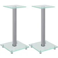 vidaXL Lautsprecherständer Lautsprecher-Ständer 2 Stk. Silbern Hartglas 1 Säule
