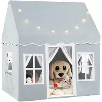 KOMFOTTEU Spielzelt Kinderspielhaus Kinderzelt mit Sternenlichtern & Matte, für 3 Kinder/2 Erwachsene
