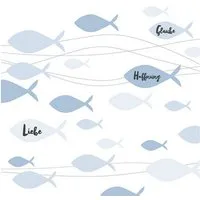 Ambiente Luxury Paper Products Papierserviette 20 Servietten Communion Fishes blue 33x33cm, (20 St)