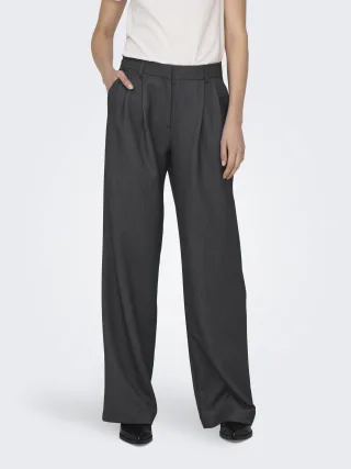 ONLY - ONLHATTIE HW PLEAT STR PANT TLR NOOS Dark Grey Melange - Gr. - 32