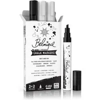 Belmique Malkreide Kreidemarker, (4 pack, 4-tlg., Schwarz und Weiß), Ideal als Kreidestifte, Fensterstifte, Tafelstifte
