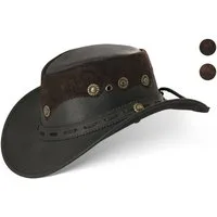 BLACK FOREST FOX Cowboyhut Country Luxus Western Cowboy Hut Reiten Leder Sonnenhut in 2 Farben Deep Brown Größe L