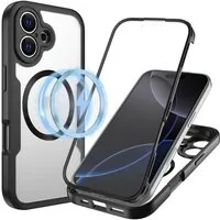Wigento Handyhülle Für Apple iPhone 17 MagSafe Ring Full Body 360 Grad TPU Hülle Schwarz, MagSafe 360 Grad Schutz Schutz Hülle