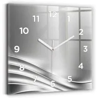Tulup Wanduhr Glasuhr Silberne Abstraktion Rechteckige Uhr aus Gehärtetem Glas