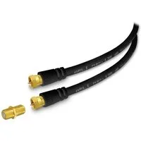 ARLI schwarz TV-Kabel, F-Stecker, F-Verbinder (100 cm), 1m Verlängerungskabel Anschlusskabel TV Satkabel vergoldet 135dB Sat