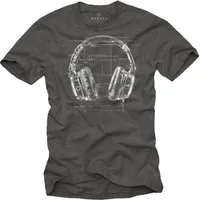 MAKAYA T-Shirt mit Kopfhörer Aufdruck für Herren Musik Motiv Hip Hop Outfit (Schwarz, Blau, Grün, Blaugrau, Grau, Lila, S, M, L, XL, XXL, 3XL, 4XL, 5XL) Baumwolle