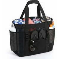 TANTOMI Strandtasche Große Strandtasche mit Reißverschluss mehreren Fächern Wasserdicht, Badetasche XXL Familie Reisetasche Beach Tote Bag