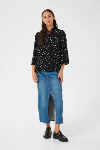 Langarm - Hemd Loose fit Black/White dot black white