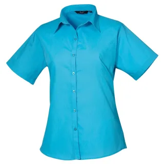 Premier Popeline-Kurzarmbluse für Damen/Damen (Türkis)