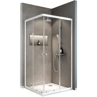 Schulte Eckdusche Sunny verstellbar 75-90 cm 180 cm Höhe, BxT: 90x90 cm, Sicherheitsglas, Eckeinstieg Schiebetüren Alpin Weiß