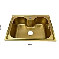 Faizee Möbel Edelstahlspüle Edelstahlspüle Titan 60x42x20cm – rechteckig –