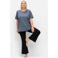 Sheego T-Shirt T-Shirt Kurzarm in Lagenoptik, mit Lotusdruck hinten