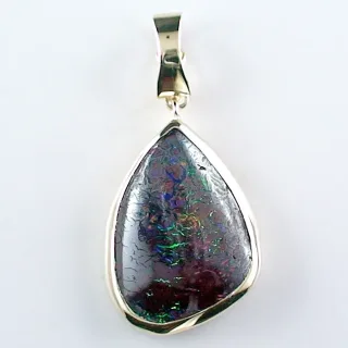14k Gelbgold Anhänger mit Yowah Nuss Opal – Eleganter Designer-Anhänger mit Top GEM Class Yowah Nuss Opal