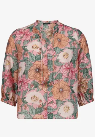 zero - Locker geschnittene Bluse mit floralem Print pink/orange - Gr. - 36