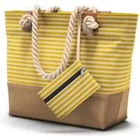 furora HOLIDAY Strandtasche Badetasche mit Reißverschluss & 2x Innentaschen, Beach Bag XXL