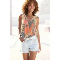 Buffalo Strandtop mit Animalprint, sommerliches Blusentop mit V-Ausschnitt