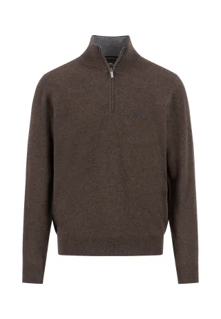 FYNCH-HATTON - Troyer-Zip, Merino Cashmere dark chocolate - Gr. - 3XL