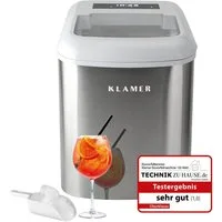 KLAMER Eiswürfelmaschine 15kg/24h, 10 Eiswürfel in 7–9 Min, 2,1L Wassertank, 120W Ice Maker, 2…, 120W, 2,1L Wassertank, Signallampe, Auto-Reinigung, mit Eisschaufel