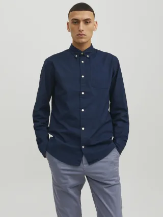 JACK&JONES - JJEOXFORD SHIRT LS NOOS Navy Blazer - Gr. - M