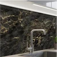 KitchenYeah Küchenrückwand Muster selbstklebend (keine Folie) Schwarz - Marmor - Gold - Nerf, (1-tlg), Spritzschutz, Küche, Rückwand, Küchenwand, Küchenfront, 30x20 cm