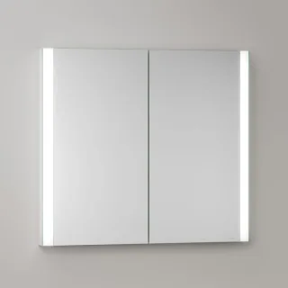 KEUCO Somaris Spiegelschrank mit Beleuchtung 14512002101 80 x 71 x 11,5 cm, verspiegelt, 2 Türen, Wandeinbau, Spiegelheizung