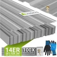 Juskys Trapezblech, Stahl, 110x45x0.23 mm (14er Set 14-St) Verzinkter Rostschutz-Stahl, vorgebohrte Löcher, 100er Zubehör Set