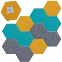 relaxdays Pinnwand Bunte Filzpinnwand Sechsecke 12er Set