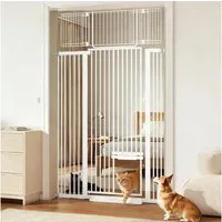 Comomy Treppenschutzgitter 180cm Extra hohes Katzengitter, Breite 75-110 cm (Türschutzgitter mit Katzentür für Hunde & Katzen), Druckmontage, breite Öffnung