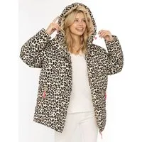 Zwillingsherz Steppjacke „Leo Classic AOP“ Kapuze, Leomuster, verdeckter Reißverschluss mit Knopfblende, Taschen
