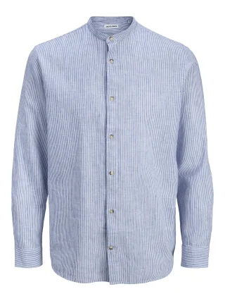 JACK&JONES - JJESUMMER LINEN BLEND BAND SHIRT L/S SN - Gr. - L