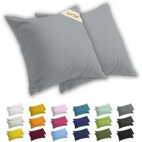 Lavea Kissenbezug 2er Set Kissenhülle Jersey, 100% Baumwolle, Kissenbezüge, (2 Stück), allergikerfreundlich - sicherer YKK-Reißverschluss - waschbar 60°C