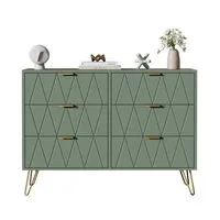 UEV Kommode mit 6 Schubladen, Sideboard für Wohnzimmer Schlafzimmer (Highboard, Sideboard mit Schubladen, Schmal kommode, 100 x 34 x 73 cm Mehrzweckschrank), Küchenschrank Buffet TV Board Schrank mit Füße Aufbewahrungsschrank