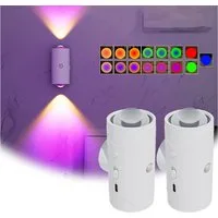 PRIISF LED Würfel Akku Wandleuchte mit Bewegungsmelder Wandlampe RGB Up Down Wandlicht, USB-Wiederaufladbare, Batterie Batteriebetrieben Flur Treppen Wandbeleuchtung, RGB Farbwechsel, Innen Strahler Leuchten für Treppe, Flur, Wohnzimmer, Schlafzimmer