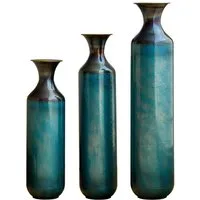 KLAM HOME Bodenvase Große Bodenvase 3er Set aus Metall, (50/65/83 cm), Mid-Century Modern (Dekovase Boden bis zur Decke reichende Vase, hohe dekorative Vase), Vintage Deko, Dekorative Vase für Wohnzimmer, Flur und Schlafzimmer