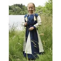 Battle Merchant Ritter-Kostüm Kinder-Wikingerkleid Solveig, blau/natur