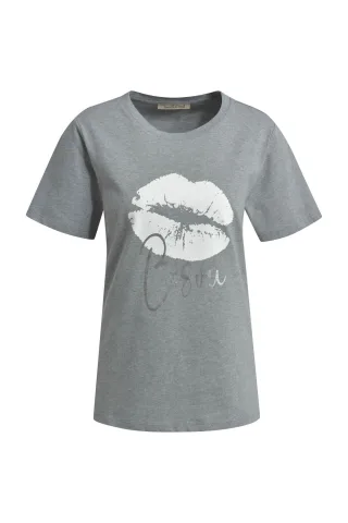 Smith&Soul - T-Shirt Print Mix grey melange print - Gr. - M
