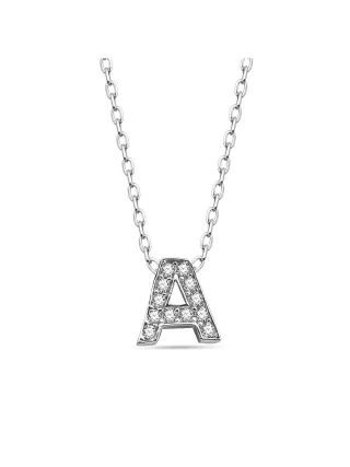 Dkeniz Anhänger mit Kette Buchstabe A 925/- Sterling Silber