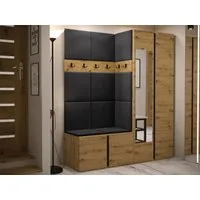 MIRJAN24 Garderoben-Set Orion XII, (Komplett-Set, Schrank, Schrank mit Spiegel, 2x Kleiderhaken, Paneel 11x 42x42), Auswahl aus Fronten und Polsterplatten